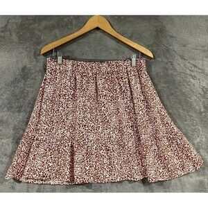 Loft Leopard Print Smocked Pull On Skirt Elastic Waist Mini Tiered Flowy Sz M